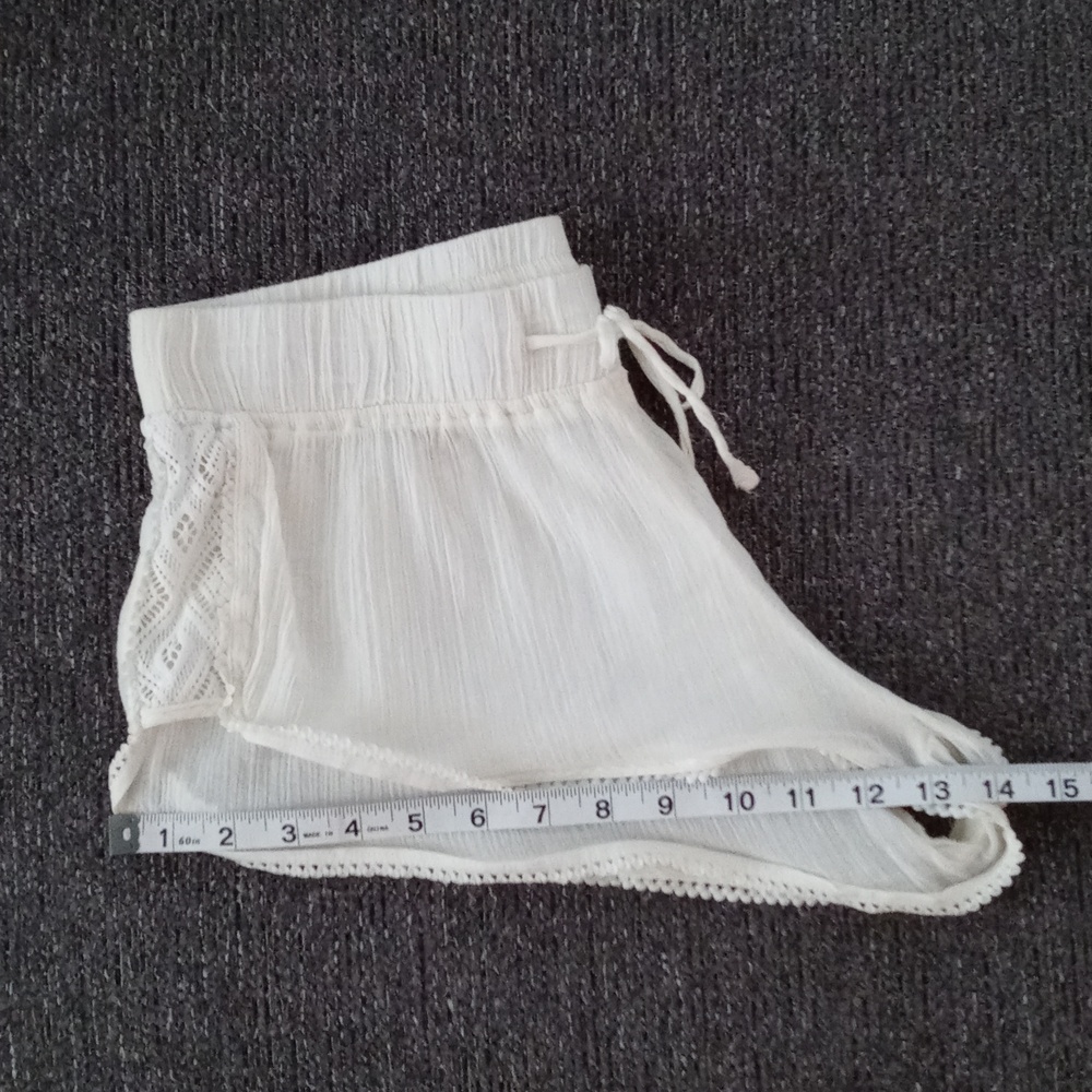 🍑Roxy🍑 - Cream Sheer Lounge/Cover-Up Short w/Lace Sides - Picture 13 of 14